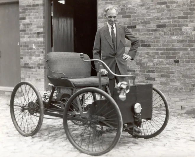 Henry Ford with his Quadricycle at Greenfield Village