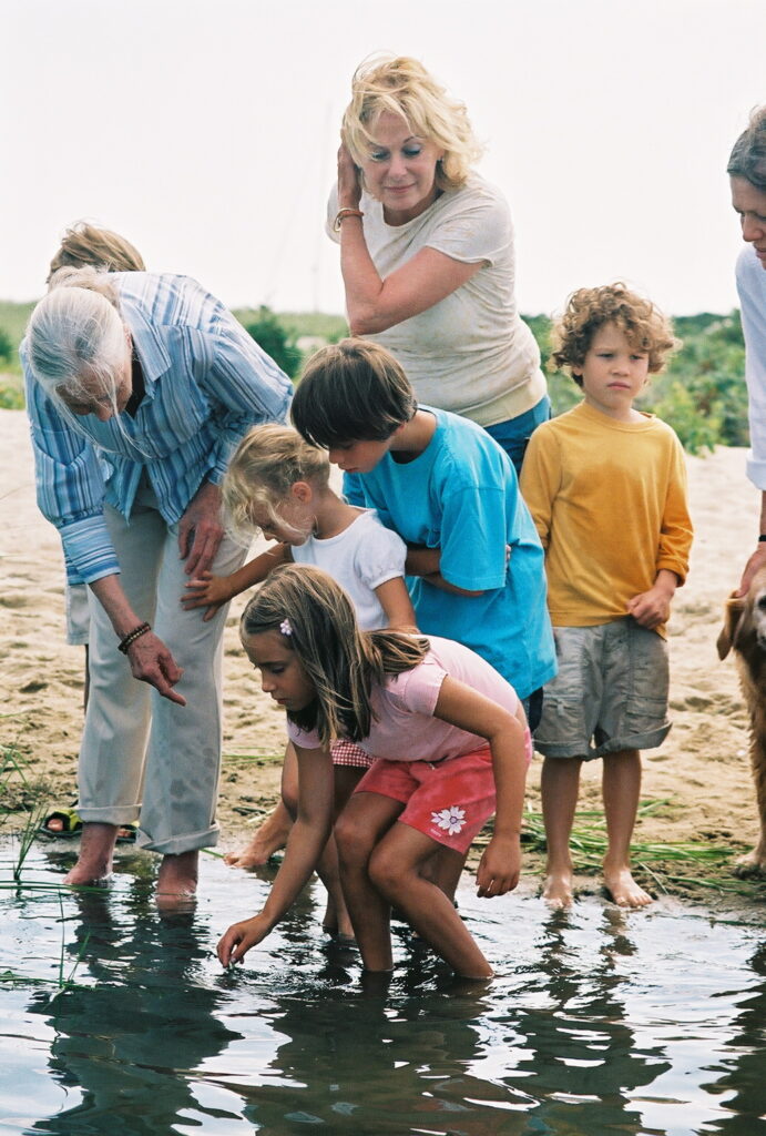 Jane Goodall sharing the magical wonders of water and wetlands with children on Martha’s Vineyard.